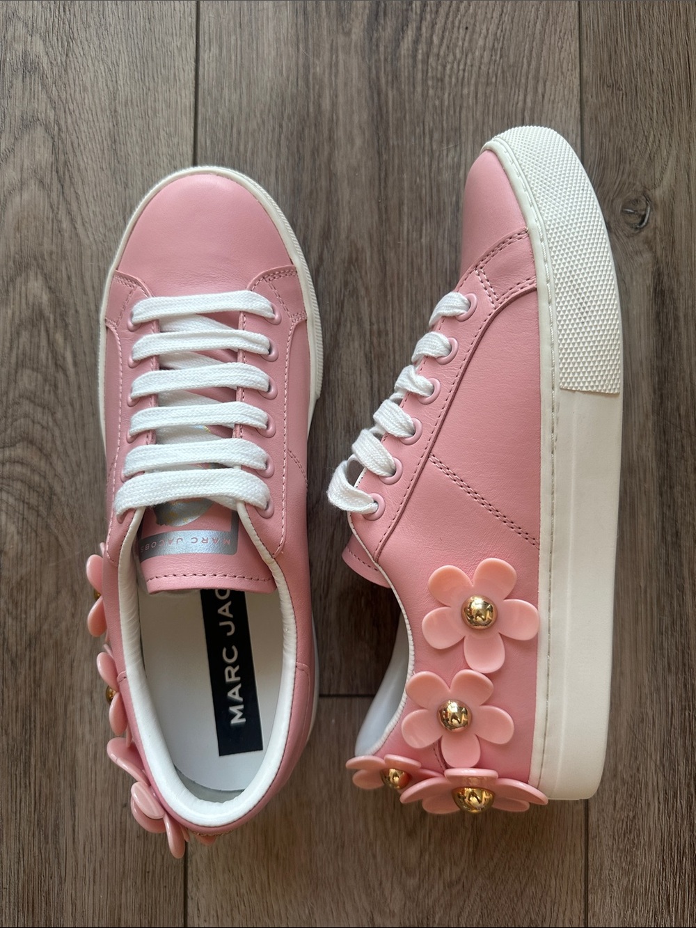 Marc Jacobs Pink Platform Sneakers with 3D Floral Accents